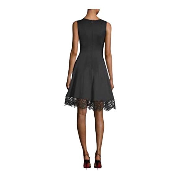 Donna Ricco black fit and flare v-neck embroidery‎ crochet hem cocktail dress - Picture 4 of 16